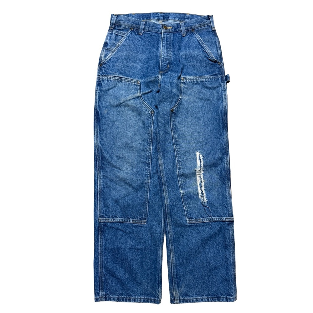 Vintage 2000s Carhartt B73 Double Knees Loose Fit Blue Jeans Size 32x30